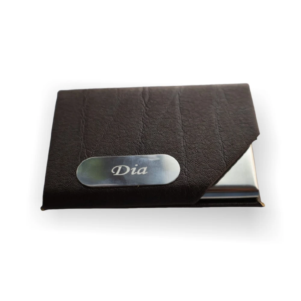 Personalized Brown Metal Visiting Card Holder Online